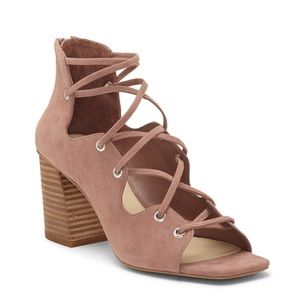Vince Camuto Mauve Pink Nahara Lace Up Peep Toe Heels